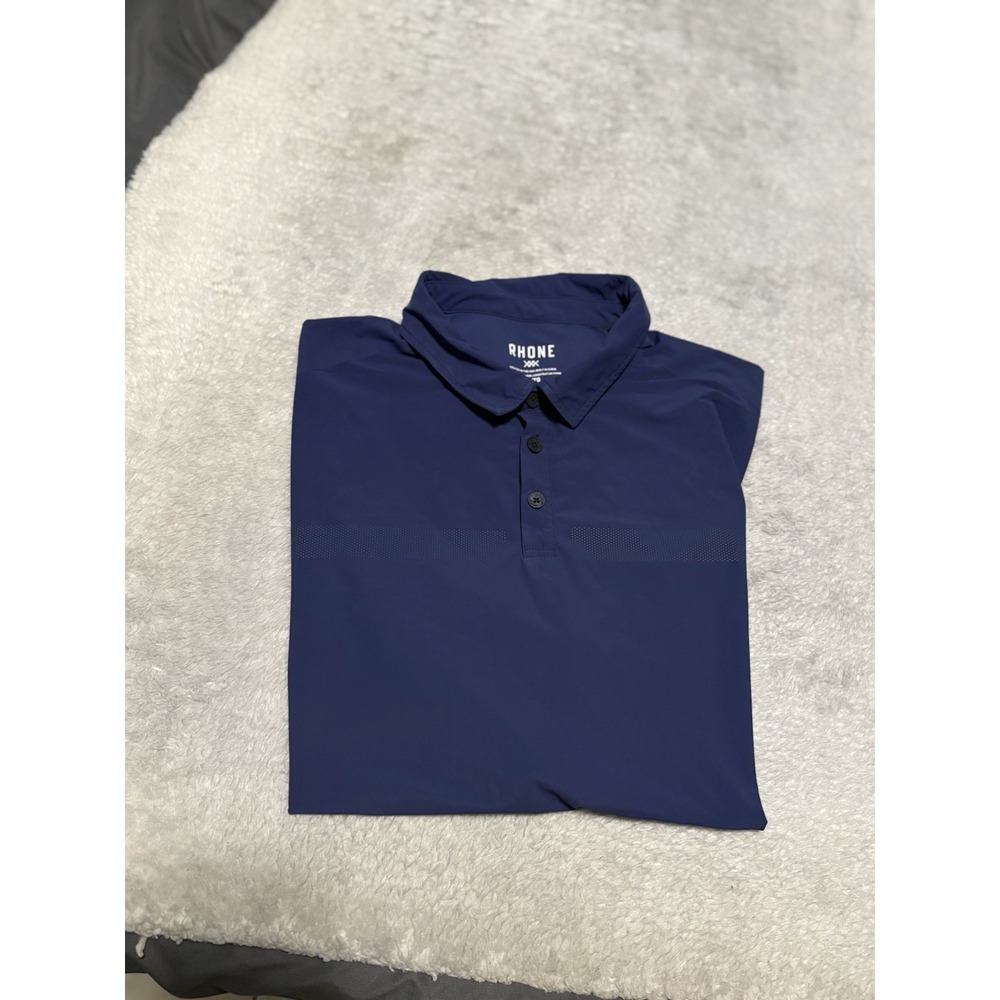 Rhone Men's Navy Blue Short Sleeve Polo Shirt Size XL Nylon Stretch